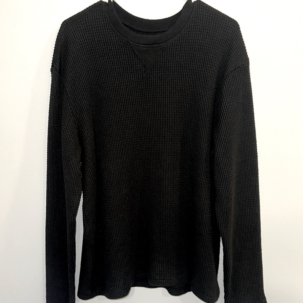 Men's Black Waffle Knit Sweater